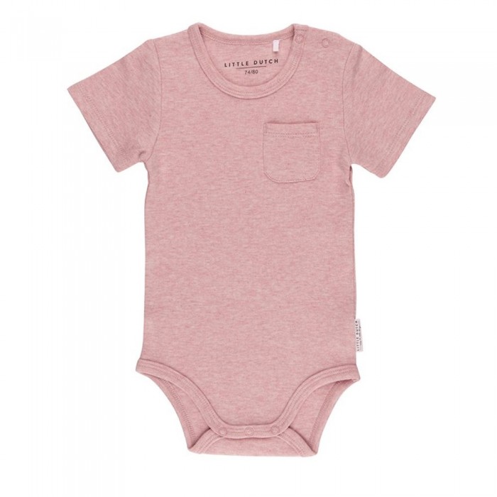 Body cu maneca scurta pentru bebelusi - Pink Melange - Little Dutch