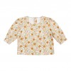 Bluzita din catifea de bumbac organic cu maneci bufante - Vintage Little Flowers - Little Dutch