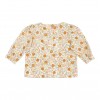 Bluzita din catifea de bumbac organic cu maneci bufante - Vintage Little Flowers - Little Dutch