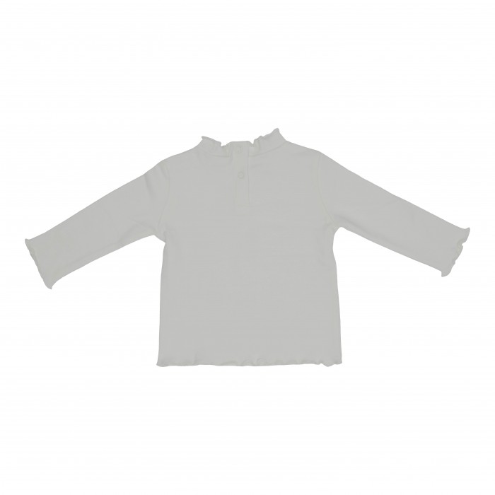 Bluzita din bumbac organic cu volane la guler si mansete Green - Vintage Little Flowers - Little Dutch