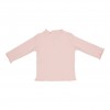 Bluzita din bumbac organic cu volane la guler si mansete Soft Pink - Vintage Little Flowers - Little Dutch