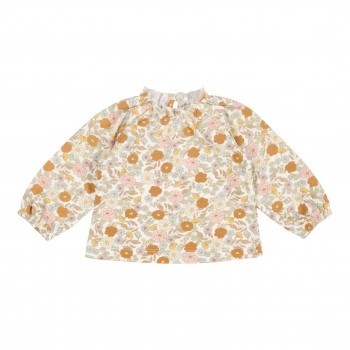 Bluzita din bumbac organic cu guler incretit - Vintage Little Flowers - Little Dutch