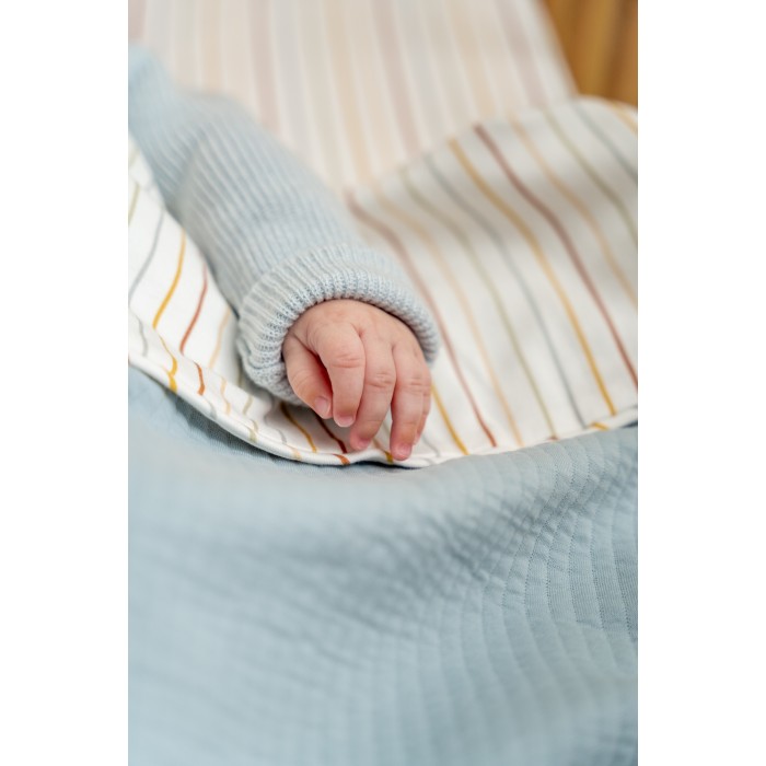 Cardigan tricotat din mix de lana pentru bebelusi - Soft Blue - Vintage Sunny Stripes - Little Dutch