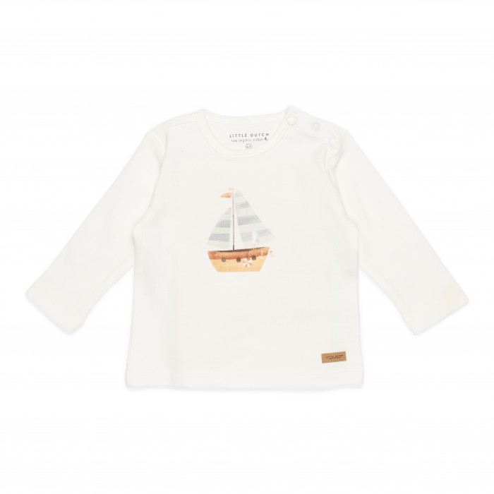 Bluza cu maneca lunga - Sailboat White - Little Dutch