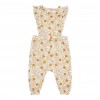 Salopeta din catifea de bumbac organic - Vintage Little Flowers - Little Dutch