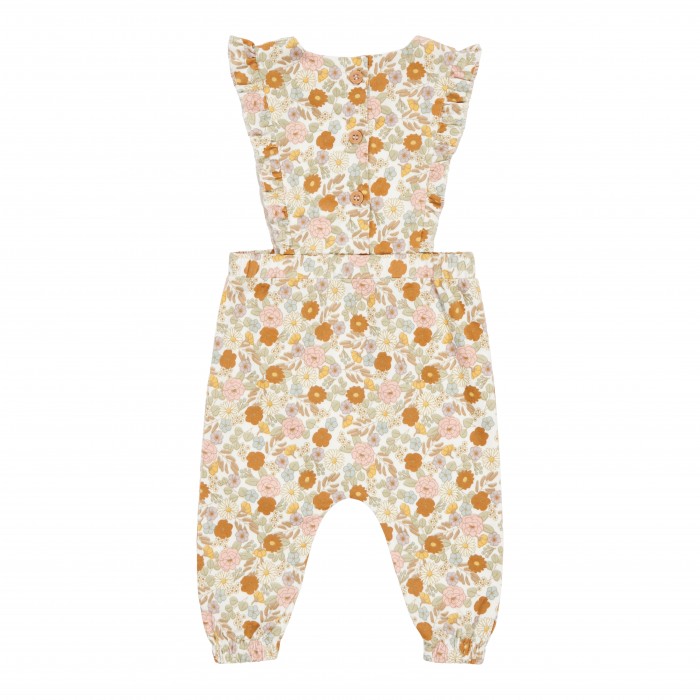 Salopeta din catifea de bumbac organic - Vintage Little Flowers - Little Dutch