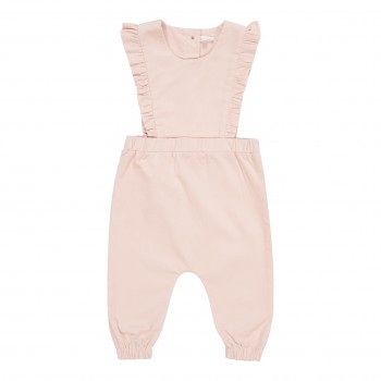 Salopeta din catifea de bumbac organic - Soft Pink - Vintage Little Flowers - Little Dutch