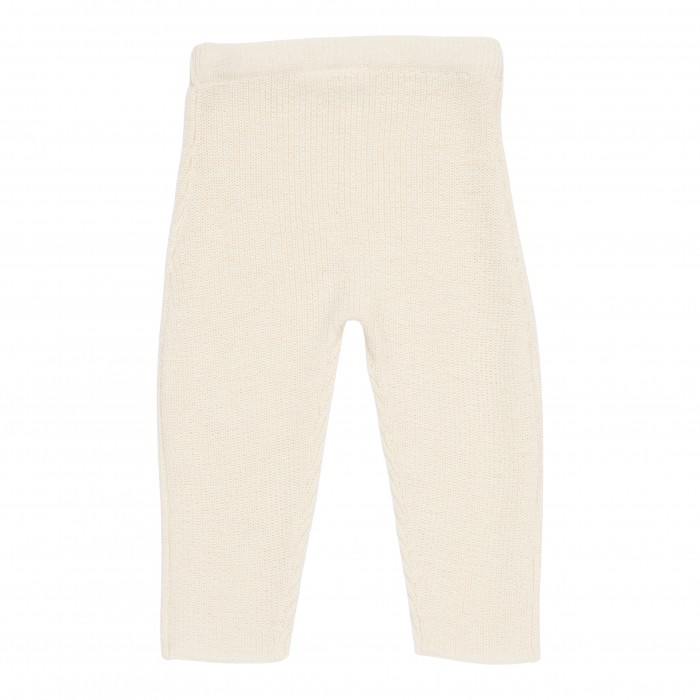 Pantaloni tricotati din mix de lana - Soft White - Vintage Sunny Stripes - Little Dutch
