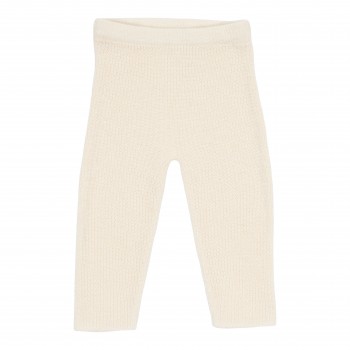 Pantaloni tricotati din mix de lana - Soft White - Vintage Sunny Stripes - Little Dutch