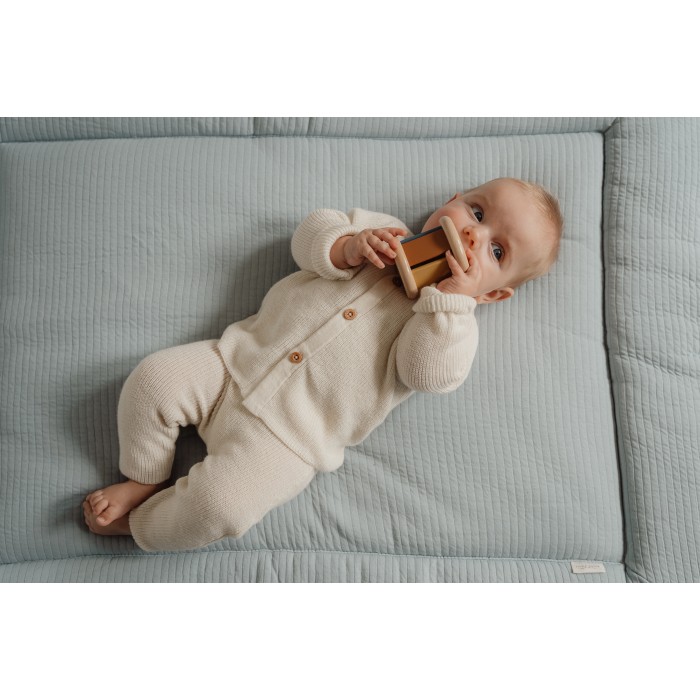 Pantaloni tricotati din mix de lana - Soft White - Vintage Sunny Stripes - Little Dutch