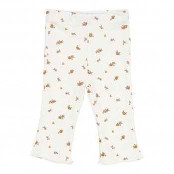 Pantaloni din bumbac organic evazati - White Blossom - Vintage Little Flowers - Little Dutch