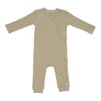 Salopeta rib din bumbac organic pentru bebelusi - Olive - Little Dutch