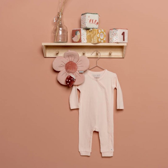 Salopeta rib din bumbac organic pentru bebelusi - Pink - Little Dutch Salopeta rib din bumbac organic pentru bebelusi - Pink - Little Dutch