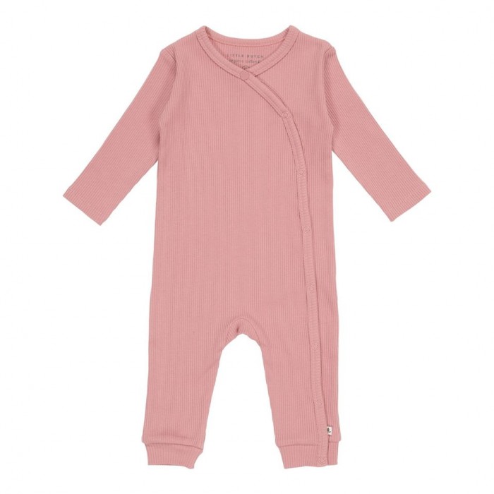 Salopeta rib din bumbac organic pentru bebelusi - Vintage Pink - Little Dutch Salopeta rib din bumbac organic pentru bebelusi - Vintage Pink - Little Dutch