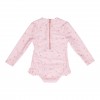 Costum de baie intreg cu maneca lunga cu protectie UV 50+ - Little Pink Flowers - Little Dutch