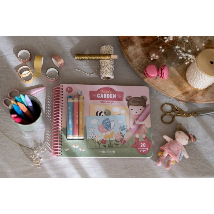Carte de colorat cu creioane - Rosa - Little Dutch