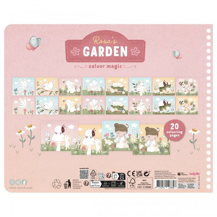 Carte de colorat cu creioane - Rosa - Little Dutch