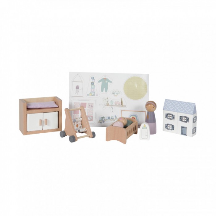 Accesorii din lemn pentru casute de papusi - camera bebelusului - Little Dutch