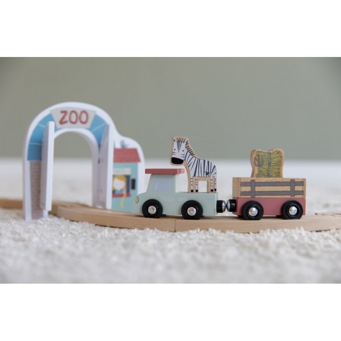 Gradina zoo cu figurine din lemn - Extensie Little Railway Collection - Little Dutch