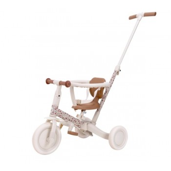 Tricicleta 4 in 1 cu bara de impingere - Off White - Little Dutch