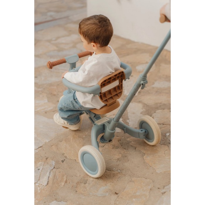 Tricicleta 4 in 1 cu bara de impingere - BLUE - Little Dutch