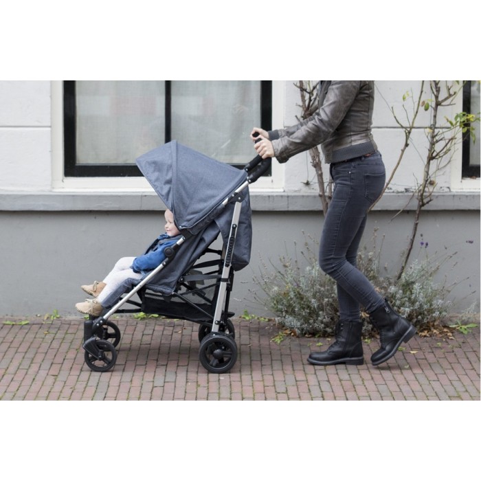 Carucior pliabil cu cadru din aluminiu - Albastru Denim - Little Dutch