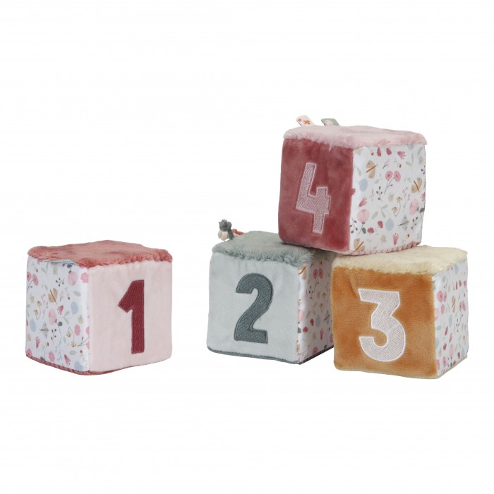 Set de 4 cuburi senzoriale pentru bebelusi - Colectia Flowers & Butterflies - Little Dutch