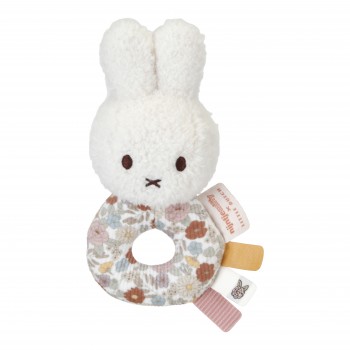 Jucarie zornaitoare din plus cu inel - Miffy Vintage Little Flowers - Little Dutch Jucarie zornaitoare din plus cu inel - Miffy Vintage Little Flowers - Little Dutch