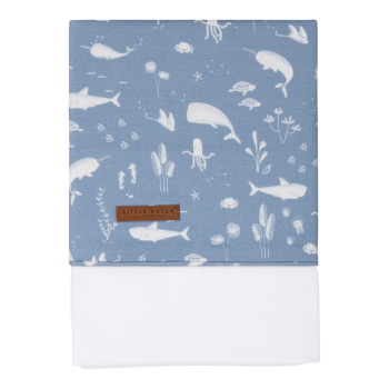 Cearsaf din bumbac - 110 x 140 cm - Ocean Blue - Little Dutch