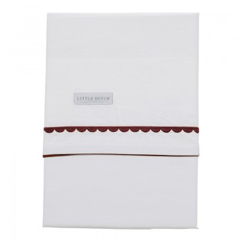 Cearsaf alb din bumbac cu broderie visinie - 110 x 140 cm - Little Dutch