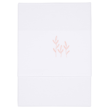 Cearsaf alb din bumbac cu broderie - Wild Flowers Pink - 110 x 140 cm - Little Dutch