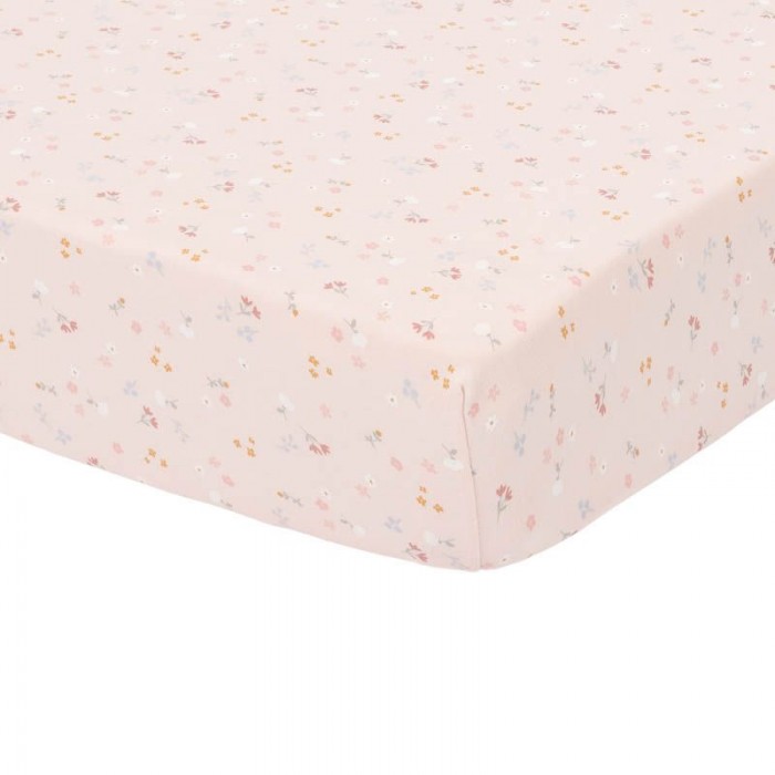 Cearsaf cu elastic pentru patut - Little Pink Flowers - Little Dutch