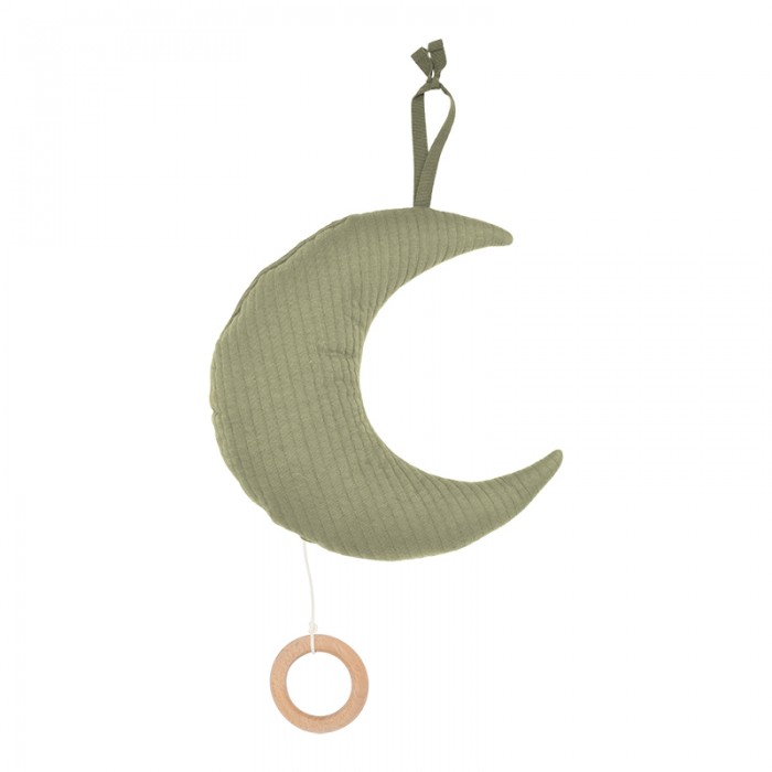 Decoratiune  muzicala pentru bebelusi - luna - Pure Olive - Little Dutch