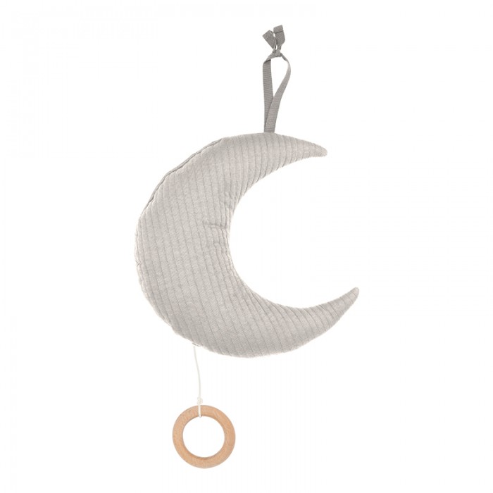 Decoratiune  muzicala pentru bebelusi - luna - Pure Grey - Little Dutch