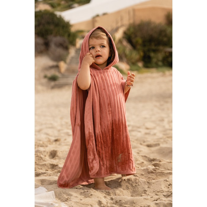 Poncho pentru plaja din bumbac - Pink Blush - Little Dutch