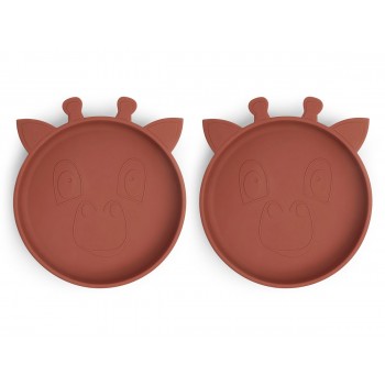 Set 2 farfurii din silicon Akila - Giraffe - Mahogany - Nuuroo