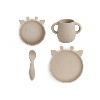 Set pentru masa copilului din silicon Likke - Giraffe - Cobblestone - Nuuroo