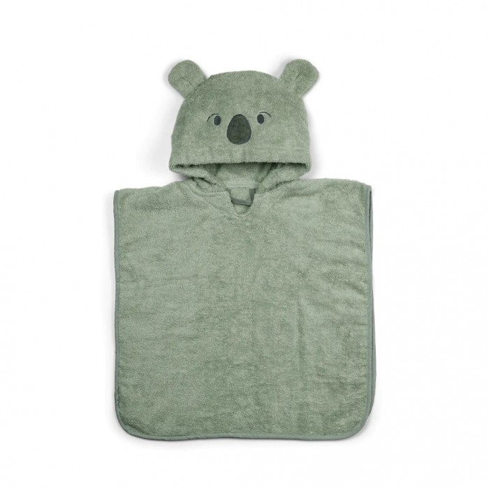 Poncho cu gluga din bumbac organic - Urs verde - Nuuroo