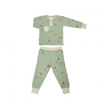 Pijama din bumbac organic pentru copii - Sara - Light green - Space - Nuuroo Pijama din bumbac organic pentru copii - Sara - Light green - Space - Nuuroo