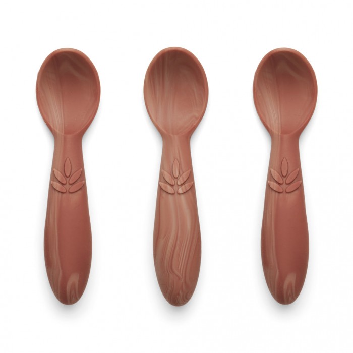 Set 3 lingurite din silicon Ella - Red - Nuuroo