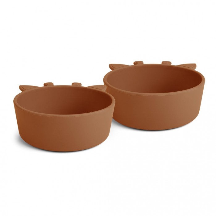 Set 2 farfurii adanci din silicon Alex - Giraffe - Caramel Cafe - Nuuroo
