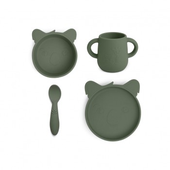 Set pentru masa copilului din silicon Laikke - Koala - Dusty Green - Nuuroo
