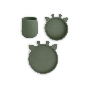 Set pentru masa copilului din silicon Judi - Giraffe - Dusty Green - Nuuroo