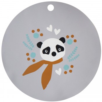 Suport din silicon pentru farfurii - Panda Silver Grey - Kikadu Truly Organic Suport din silicon pentru farfurii - Panda Silver Grey - Kikadu Truly Organic