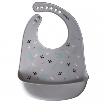 Baveta din silicon - Panda Silver Grey - Kikadu Truly Organic Baveta din silicon - Panda Silver Grey - Kikadu Truly Organic