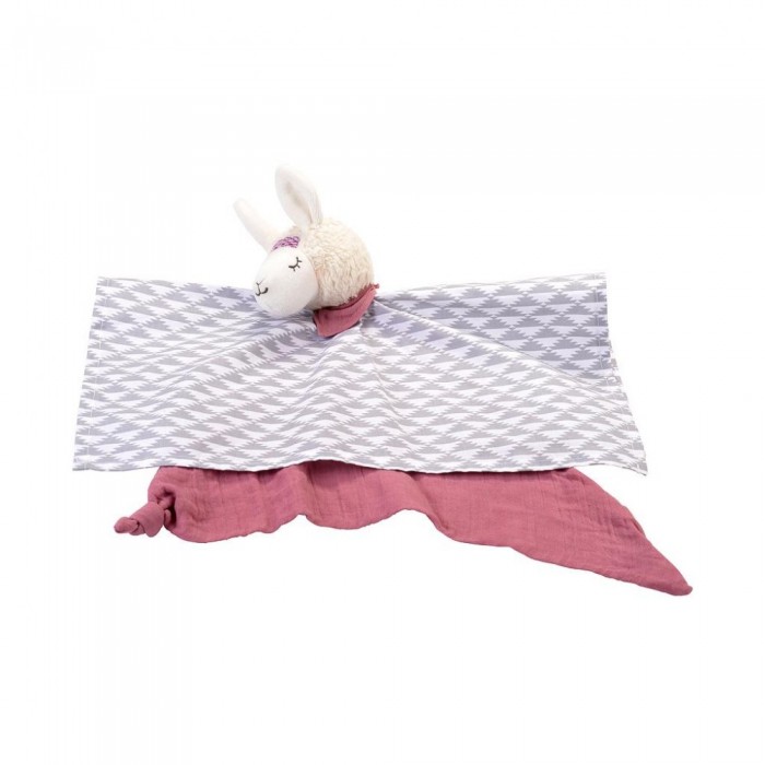 Doudou comforter din bumbac organic- lama - roz - Kikadu Truly Organic