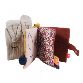 Carticica senzoriala din bumbac organic - iepuras - Kikadu Truly Organic Carticica senzoriala din bumbac organic - iepuras - Kikadu Truly Organic