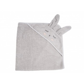 Prosop cu gluga din bumbac organic - iepuras gri - Kikadu Truly Organic