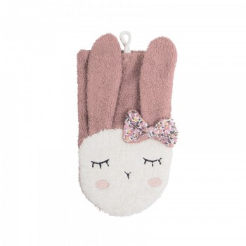 Manusa pentru baie din bumbac organic - iepuras roz - Kikadu Truly Organic