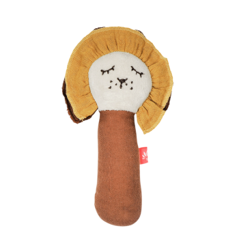 Jucarie chitaitoare din bumbac organic - Leu - Kikadu Truly Organic